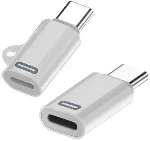 Vszerda 2pcs/Set Type C USB-C Male to 8P Female 480Mbps Data 27W Power Adapter Compatible with iPhone 15 & Android & Tablet