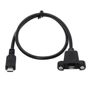 Vszerda USB 2.0 Extension Cords 1.6FT, Micro USB 5Pin Female to Type-C Male Charging Data Cable with Panel Mount Screws for Camera, Mobile Hard Disk, MP3 Player, GPS Receiver and More Vszerda USB 2.0 Extension Cords 1.6FT, Micro USB 5Pin Female to Type-C Male Charging Data Cable with Panel Mount Screws for Camera, Mobile Hard Disk, MP3 Player, GPS Receiver and More