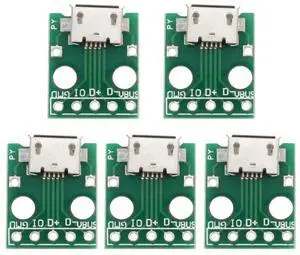 Vszerda 5pcs USB2.0 Micro-B Female Receptacle Socket Connector DIY OEM with Flange PCB Board Mounting Assembly Solder Type 480Mbps Vszerda 5pcs USB2.0 Micro-B Female Receptacle Socket Connector DIY OEM with Flange PCB Board Mounting Assembly Solder Type 480Mbps