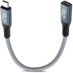 Vszerda Short Thunderbolt 4 Cable (0.6FT) USB-C to USB-C Cable with 40Gbps Data/8K HD Display/240W Charging Compatible for iPhone 16/15, MacBook Pro/Air, Hub, Docking Station and More