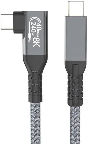 USB C to USB C Cable 3FT, USB 4 Type-C Cord with 240W SuperSpeed Charging 8K Video 40Gbps Data Thunderbolt4 Compatible with iPhone16/MacBook Pro/iPad Pro/Samsung S24 Ultra/More (180 to 90 Angled)