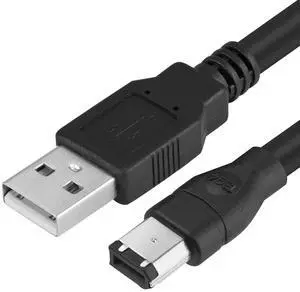 Vszerda Firewire to USB Adapter Cable 6-Pin IEEE 1394 Male to USB 2.0 Male Converter Firewire 400 1394-a to USB A Connector Cord for Printer Scanner Hard Disk (Not Compatible with Sound Card) 1.8m/6ft