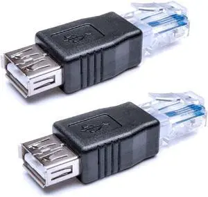 Vszerda Ethernet to USB Adapter 2PCS for ADSL Modem/Router/Computer Camera/Surveillance Camera with Network Function - RJ45 LAN Internet Male to USB Female Connector Vszerda Ethernet to USB Adapter 2PCS for ADSL Modem/Router/Computer Camera/Surveillance Camera with Network Function - RJ45 LAN Internet Male to USB Female Connector
