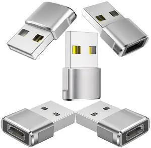 Vszerda USB C Female to USB Male Adapter 5-Pack Type C to USB A Converter for Charging/Data Compatible with iPhone 15 Plus/Pro Max,iPad Pro/Air 4/Mini 6,Samsung Galaxy S24/S23/S22/S21,More (Silver)