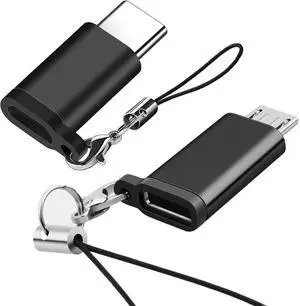 Vszerda USB C to Micro USB Adapter (2-Pack) Type C Female to Micro USB Male Convert Connector with Keychain Compatible with Galaxy S7/S7 Edge, Nexus 5/6 and Micro USB Devices