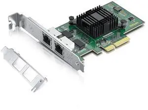Vszerda Gigabit 2 Port NIC with Intel I350 Chip, 1Gb Network Card Compare to Intel I350-T2 NIC, Dual RJ45 Ports, PCI Express 2.1 X4, Ethernet Card with Low Profile for Windows/Windows Server/Linux