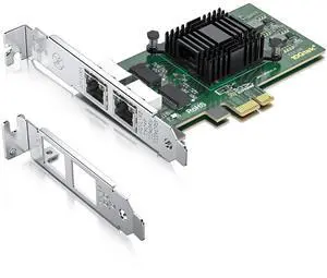 Vszerda Gigabit Dual NIC with Intel 82571 Chip, 1Gb Network Card Compare to Intel E1G42ET NIC, 2 RJ45 Ports, PCI Express X1, Ethernet Card with Low Profile for Windows/Windows Server/Linux