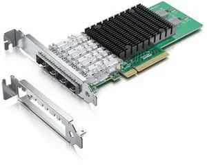 Vszerda 10Gb SFP+ PCI-E Network Card NIC, Compare to Intel X710-DA4, with Intel XL710-BM1 Chip, Quad SFP+ Port, PCIe 3.0 X8, Ethernet Converged Network Adapter Support Windows Server/Linux/VMware Esxi