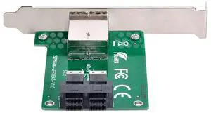 Vszerda Dual Ports Mini SAS HD SFF-8644 to Internal SAS HD SFF-8643 PCBA Female Adapter with Low Profile Bracket