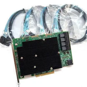 Vszerda SAS9300-16i LSI 9300-16i16-Port 12Gb/s SAS-3 SAS/SATA PCIe HBA IT Model ZFS TrueNAS UnRAID 4*SFF-8643 SATA Cable
