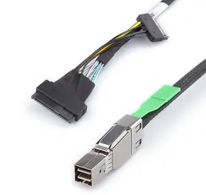 Vszerda SFF-8644 to U.2 SFF-8639 NVMe SSD Cable, 12Gbps SAS 3.0 with 15-Pin SATA Power, External Mini SAS HD to Internal U.2 Adapter for Data Center/Server, 100-Ohm, 1m/3.3ft