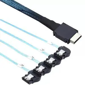 Vszerda OCuLink PCIE SAS SFF-8611 4i to 4 Ports SATA 7P Right-Angle Connector Data Cable 50CM Vszerda OCuLink PCIE SAS SFF-8611 4i to 4 Ports SATA 7P Right-Angle Connector Data Cable 50CM