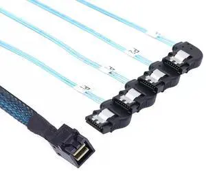Vszerda Mini SAS HD SFF-8643 to 4 Ports Right Angle SATA Server Connections Cable 100CM Vszerda Mini SAS HD SFF-8643 to 4 Ports Right Angle SATA Server Connections Cable 100CM