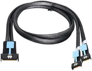 Vszerda PCI-E5.0 SAS SFF-8654 MCIO 8i 74Pin Male to SFF-8654 4i 38 P GEN5 Extender Cable 100CM Vszerda PCI-E5.0 SAS SFF-8654 MCIO 8i 74Pin Male to SFF-8654 4i 38 P GEN5 Extender Cable 100CM