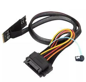Vszerda M.2 (M-Key) SFF-8643 to U.2 SFF-8639 Adapter with SATA 15P and 7P Right Angle Cable 50CM Vszerda M.2 (M-Key) SFF-8643 to U.2 SFF-8639 Adapter with SATA 15P and 7P Right Angle Cable 50CM