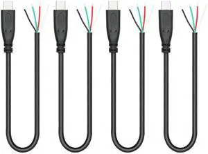 Vszerda 4Pcs Short USB C to 4 Pin Bare Wire Open End Wire 11inch, 22AWG 5V/3A USB Type C Male Plug 4 Pin Pigtail Power and Data Cable,for USB Type C Equipment Installed or Replacement Repair DIY Cable Vszerda 4Pcs Short USB C to 4 Pin Bare Wire Open End Wire 11inch, 22AWG 5V/3A USB Type C Male Plug 4 Pin Pigtail Power and Data Cable,for USB Type C Equipment Installed or Replacement Repair DIY Cable