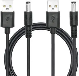 Vszerda 2Pcs USB to DC 5.5mm x 2.1mm Power Cord 3FT, USB 2.0 A Male to DC 5.5mm x 2.1mm Male Plug 5V 3A Power Charging Cable, for USB Lights, USB Fans, Speaker and More(Black) Vszerda 2Pcs USB to DC 5.5mm x 2.1mm Power Cord 3FT, USB 2.0 A Male to DC 5.5mm x 2.1mm Male Plug 5V 3A Power Charging Cable, for USB Lights, USB Fans, Speaker and More(Black)