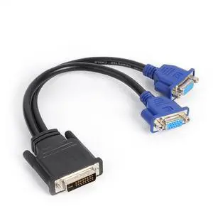 Vszerda DVI to 2X VGA Splitter Cable, Black, Supports Multiple Audio Formats, Connects 1 DVI Device to 2 Monitors/Projects Vszerda DVI to 2X VGA Splitter Cable, Black, Supports Multiple Audio Formats, Connects 1 DVI Device to 2 Monitors/Projects