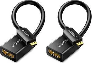 UGREEN Micro HDMI to HDMI Adapter, Male to Female Cable HDMI 2.0 4K@60Hz HDR 3D Dolby 18Gbps High Speed Compatible with Raspberry Pi 500/Pi 5/GoPro Hero 7 6/Retroid Pocket 3+, 1.6FT (Pack of 2) UGREEN Micro HDMI to HDMI Adapter, Male to Female Cable HDMI 2.0 4K@60Hz HDR 3D Dolby 18Gbps High Speed Compatible with Raspberry Pi 500/Pi 5/GoPro Hero 7 6/Retroid Pocket 3+, 1.6FT (Pack of 2)