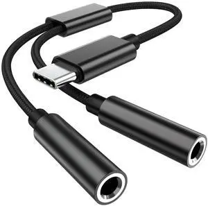 Vszerda 2Pcs Type C to Dual 3.5mm Female Headphone Adapter, USBC to Dual Female Aux Y Jack Headphone Splitter, Aux to USB c for Galaxy S24/23 Ultra, Pixel 7 6, iPad Pro, iPhone 15 Pro Max/Plus, Black Vszerda 2Pcs Type C to Dual 3.5mm Female Headphone Adapter, USBC to Dual Female Aux Y Jack Headphone Splitter, Aux to USB c for Galaxy S24/23 Ultra, Pixel 7 6, iPad Pro, iPhone 15 Pro Max/Plus, Black