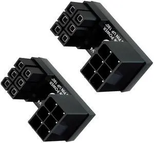 Vszerda ATX 6 Pin Male to Female 180 Degree Connector, Up Down Angled U Type ATX 6 Pin GPU Power Header Adapter for Desktop Graphics Card Vszerda ATX 6 Pin Male to Female 180 Degree Connector, Up Down Angled U Type ATX 6 Pin GPU Power Header Adapter for Desktop Graphics Card