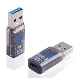 Vszerda 10Gbps USB C Female to USB Male Adapter with Digital Display, USB 3.2 Converter Type A to Type C Charging Connector for iPhone, Galaxy, MacBook, 2pcs (Transparent) Vszerda 10Gbps USB C Female to USB Male Adapter with Digital Display, USB 3.2 Converter Type A to Type C Charging Connector for iPhone, Galaxy, MacBook, 2pcs (Transparent)