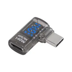 Vszerda USB C Right Angle Adapter, 1Pack 140W USB C Extension Adapter 40Gbps Right Angle Type C Power Meter Tester with LED Displayport for MacBook Pro Laptop & Thunderbolt Cable Vszerda USB C Right Angle Adapter, 1Pack 140W USB C Extension Adapter 40Gbps Right Angle Type C Power Meter Tester with LED Displayport for MacBook Pro Laptop & Thunderbolt Cable