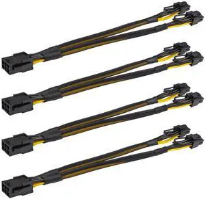 Vszerda (4 Pack) PCIe Splitter, JZYMOD 6 Pin Female to Dual PCI-E 8 Pin (6+2) Male Flexible Sleeved Extention Cable PCI-e VGA Y-Splitters Mining Video Card Sleeved GPU Power Adapter(9.4inch/24cm) Vszerda (4 Pack) PCIe Splitter, JZYMOD 6 Pin Female to Dual PCI-E 8 Pin (6+2) Male Flexible Sleeved Extention Cable PCI-e VGA Y-Splitters Mining Video Card Sleeved GPU Power Adapter(9.4inch/24cm)