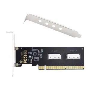 Vszerda PCI-Express 4.0 PCIE 16x Detachable to Dual Oculink SFF-8612 SFF-8611 8X VROC Adapter for Mainboard SSD Graphics Card Vszerda PCI-Express 4.0 PCIE 16x Detachable to Dual Oculink SFF-8612 SFF-8611 8X VROC Adapter for Mainboard SSD Graphics Card
