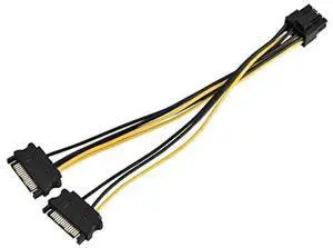 Vszerda PCI Express SATA Power Cable, 15 Pin Dual SATA Male to 8 Pin Female PCI-E Video Card Power Supply Adapter Cable, Cable 8-inch Vszerda PCI Express SATA Power Cable, 15 Pin Dual SATA Male to 8 Pin Female PCI-E Video Card Power Supply Adapter Cable, Cable 8-inch