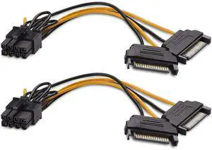 Vszerda 15 Pin SATA Male to 8 Pin (6+2 Pin) PCI-Express Female Video Card Power Adapter Cable (2Pack/8inch) Vszerda 15 Pin SATA Male to 8 Pin (6+2 Pin) PCI-Express Female Video Card Power Adapter Cable (2Pack/8inch)