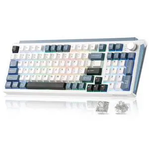 Vszerda K98 Wireless Mechanical Keyboard,Tri-Mode BT5.0/2.4GHz/USB-C Hot Swappable Custom Keyboard,Gasket Structure,RGB Backlit Gaming Keyboard for Win & Mac(White&Blue,Milk-V2 Switch) Vszerda K98 Wireless Mechanical Keyboard,Tri-Mode BT5.0/2.4GHz/USB-C Hot Swappable Custom Keyboard,Gasket Structure,RGB Backlit Gaming Keyboard for Win & Mac(White&Blue,Milk-V2 Switch)