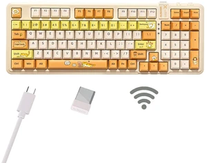 98Pro Wireless Mechanical Keyboard, Tri-Mode Bluetooth/2.4GHz/USB-C Gasket Hot Swappable Custom Gaming Keyboard with Backlit, PBT Keycaps, Linear Switches, for Windows/Mac/PC (Yellow Cat Theme) 98Pro Wireless Mechanical Keyboard, Tri-Mode Bluetooth/2.4GHz/USB-C Gasket Hot Swappable Custom Gaming Keyboard with Backlit, PBT Keycaps, Linear Switches, for Windows/Mac/PC (Yellow Cat Theme)