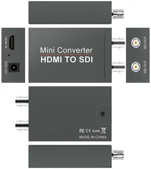 Vszerda HDMI to SDI Converter, Converter One HDMI in Two SDI Output (with Power Supply Adapter, Audio Embedder Support HDMI 1.3, SD/HD/3G-SDI 1080P for Camera CCTV Vszerda HDMI to SDI Converter, Converter One HDMI in Two SDI Output (with Power Supply Adapter, Audio Embedder Support HDMI 1.3, SD/HD/3G-SDI 1080P for Camera CCTV