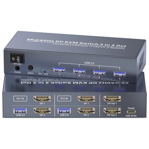 Dual Monitor Displayport KVM Switch 2 Monitors 2 Computers, 8K60Hz 4K120Hz USB 3.0 2 Port DP KVM Switch for Controlling 2 Computers with 1 Set of Keyboard, Mouse and 2 Monitors Dual Monitor Displayport KVM Switch 2 Monitors 2 Computers, 8K60Hz 4K120Hz USB 3.0 2 Port DP KVM Switch for Controlling 2 Computers with 1 Set of Keyboard, Mouse and 2 Monitors