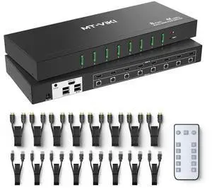 Vszerda MT-VIKI 8-Port HDMI KVM Switch, 4K@60Hz with 3.5mm Audio, 1U Rack Mount, Button/Hotkey/IR Remote Control, Comes with 8 Sets Cables & Rack Ears Vszerda MT-VIKI 8-Port HDMI KVM Switch, 4K@60Hz with 3.5mm Audio, 1U Rack Mount, Button/Hotkey/IR Remote Control, Comes with 8 Sets Cables & Rack Ears