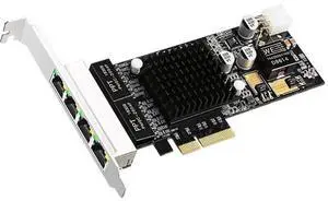 Vszerda 4-Port PCIe x4 POE Gigabit Ethernet Card, Intel I350 Chip Quad RJ45 10/100/1000Mbps POE NIC for Server & Surveillance Vszerda 4-Port PCIe x4 POE Gigabit Ethernet Card, Intel I350 Chip Quad RJ45 10/100/1000Mbps POE NIC for Server & Surveillance