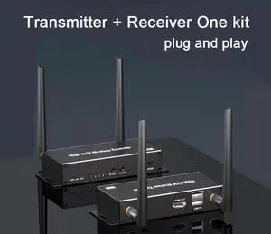 Vszerda 5.8G Wireless HDMI Extender Transmitter Receiver Kit, 1080P with KVM, IR Remote & HDMI Loop Out, Up to 656FT Range for DSLR, Laptops, Church & Office Vszerda 5.8G Wireless HDMI Extender Transmitter Receiver Kit, 1080P with KVM, IR Remote & HDMI Loop Out, Up to 656FT Range for DSLR, Laptops, Church & Office