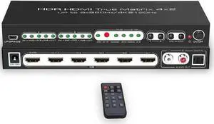 8K 4x2 HDMI 2.1 Matrix Switch Splitter, 4 In 2 Out HDMI Video Switcher with Optical SPDIF & RCA L/R Audio Extractor, Supports 8K@60Hz, 4K@120Hz, HDR10, ARC, HDCP 2.3, IR Remote Control for PS5, Xbox S 8K 4x2 HDMI 2.1 Matrix Switch Splitter, 4 In 2 Out HDMI Video Switcher with Optical SPDIF & RCA L/R Audio Extractor, Supports 8K@60Hz, 4K@120Hz, HDR10, ARC, HDCP 2.3, IR Remote Control for PS5, Xbox S