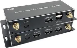 Vszerda Wireless HDMI KVM Extender Kit (Transmitter + Receiver), 4K/1080P Wireless Transmission Up to 656FT/200M, Plug & Play for TV DVR Laptop PS5 Switch Camera Projector Vszerda Wireless HDMI KVM Extender Kit (Transmitter + Receiver), 4K/1080P Wireless Transmission Up to 656FT/200M, Plug & Play for TV DVR Laptop PS5 Switch Camera Projector