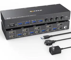 Vszerda 4-Port Dual Monitor DP USB 3.0 KVM Switch 4K@60Hz, 4 DP PCs Share 2 DP Monitors, Keyboard & Mouse Vszerda 4-Port Dual Monitor DP USB 3.0 KVM Switch 4K@60Hz, 4 DP PCs Share 2 DP Monitors, Keyboard & Mouse