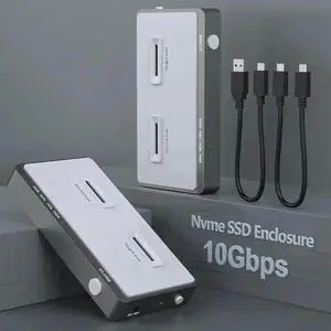 Vszerda Tool-Free Dual-Bay M.2 NVMe SSD Docking Station, 10Gbps Offline Clone Duplicator, USB-C Connection, Supports M Key PCIe 2242/2260/2280/22110 M.2 SSD Vszerda Tool-Free Dual-Bay M.2 NVMe SSD Docking Station, 10Gbps Offline Clone Duplicator, USB-C Connection, Supports M Key PCIe 2242/2260/2280/22110 M.2 SSD