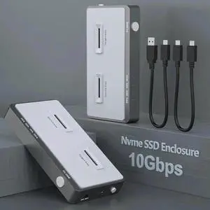 Tool-Free Dual-Bay M.2 NVMe Docking Station with Offline Clone Function, USB C NVMe SSD Duplicator Enclosure Supports M-Key PCIe M.2 SSD 2242 2260 2280 22110, Dual Slot External SSD Clone Dock Tool-Free Dual-Bay M.2 NVMe Docking Station with Offline Clone Function, USB C NVMe SSD Duplicator Enclosure Supports M-Key PCIe M.2 SSD 2242 2260 2280 22110, Dual Slot External SSD Clone Dock