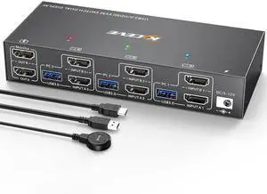 Vszerda 3-In-2-Out Dual Monitor HDMI KVM Switch 4K@60Hz, USB 3.0 KVM Switcher with EDID Emulation, 4 USB Ports for 3 PCs Share 2 Displays, Mirror & Extended Mode Supported Vszerda 3-In-2-Out Dual Monitor HDMI KVM Switch 4K@60Hz, USB 3.0 KVM Switcher with EDID Emulation, 4 USB Ports for 3 PCs Share 2 Displays, Mirror & Extended Mode Supported