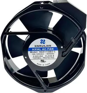 Vszerda XINRUILIAN RAH1738B2-C AC Axial Cooling Fan 100-125VAC 0.25/0.26A 50/60Hz 172×150×38mm Industrial Cabinet Fan with 2-Pin BTH Connector Vszerda XINRUILIAN RAH1738B2-C AC Axial Cooling Fan 100-125VAC 0.25/0.26A 50/60Hz 172×150×38mm Industrial Cabinet Fan with 2-Pin BTH Connector