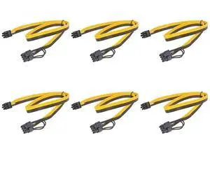 Vszerda 6 Pack 100cm PCIe 6Pin to 6+2Pin GPU Power Adapter Cables, Graphics Card Conversion Cord for BTC Mining Servers Vszerda 6 Pack 100cm PCIe 6Pin to 6+2Pin GPU Power Adapter Cables, Graphics Card Conversion Cord for BTC Mining Servers