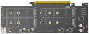 Vszerda 4 Slots PCIe 5.0 x16 M.2 NVMe Expansion Card, M-Key Interface, Compatible with 2242/2260/2280 SSD Vszerda 4 Slots PCIe 5.0 x16 M.2 NVMe Expansion Card, M-Key Interface, Compatible with 2242/2260/2280 SSD
