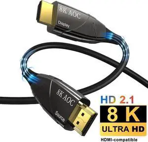 Vszerda 100FT/30M Nylon Braided AOC Fiber Optic HDMI 2.1 Cable, 48Gbps Ultra High Speed Supports 8K@60Hz 4K@120Hz Dynamic HDR10 eARC HDCP 2.2 YCbCr 4:4:4 Vszerda 100FT/30M Nylon Braided AOC Fiber Optic HDMI 2.1 Cable, 48Gbps Ultra High Speed Supports 8K@60Hz 4K@120Hz Dynamic HDR10 eARC HDCP 2.2 YCbCr 4:4:4