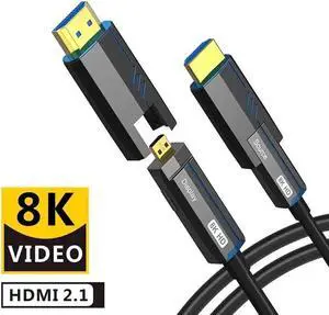 8K HDMI Cable Fiber Optic 100ft, 48Gbps Long Ultra High Speed HDMI/Micro HDMI 2.1 Cable, CL3 Rated in-Wall, 8K60Hz 4K120Hz, Dynamic HDR eARC HDCP 2.3 Compatible for PC, TV, PS5 Desktop and More 8K HDMI Cable Fiber Optic 100ft, 48Gbps Long Ultra High Speed HDMI/Micro HDMI 2.1 Cable, CL3 Rated in-Wall, 8K60Hz 4K120Hz, Dynamic HDR eARC HDCP 2.3 Compatible for PC, TV, PS5 Desktop and More