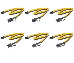 Vszerda 6 Pack 100cm PCIe 6Pin to 6+2Pin GPU Power Converter Cable for Server BTC Mining Rig Vszerda 6 Pack 100cm PCIe 6Pin to 6+2Pin GPU Power Converter Cable for Server BTC Mining Rig